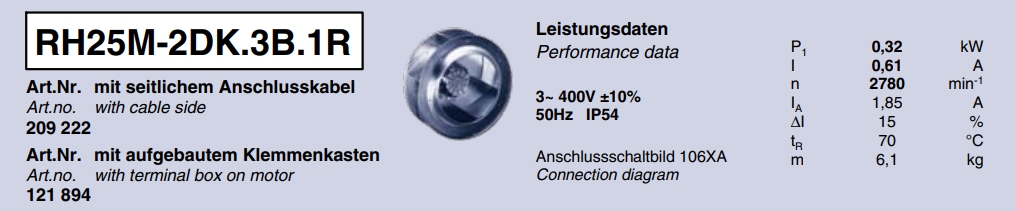 Технологические характеристики RH25M-2DK.3B.1R, арт. 121 894